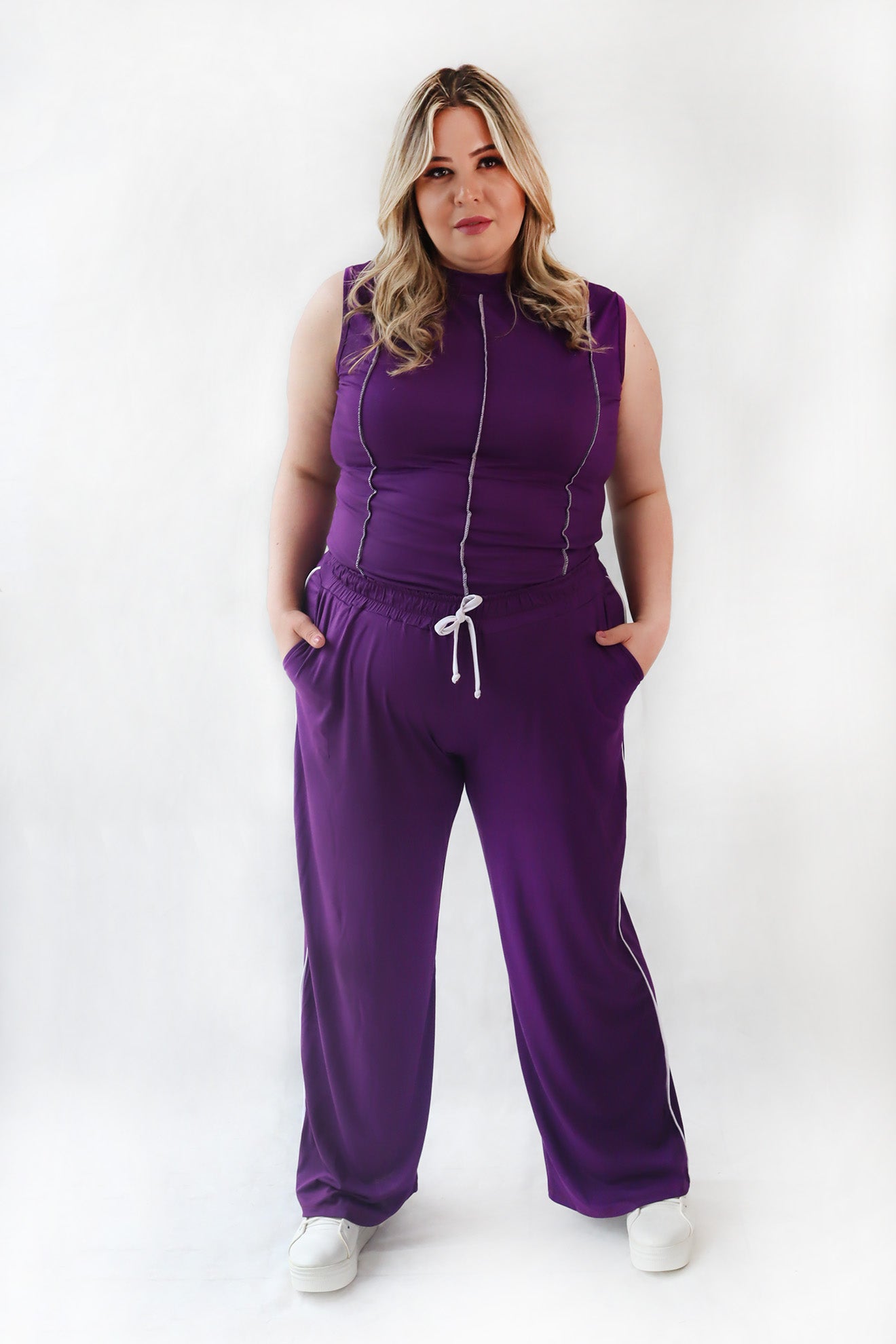 Calça Pantalona De Malha Com Elastico Na Cintura