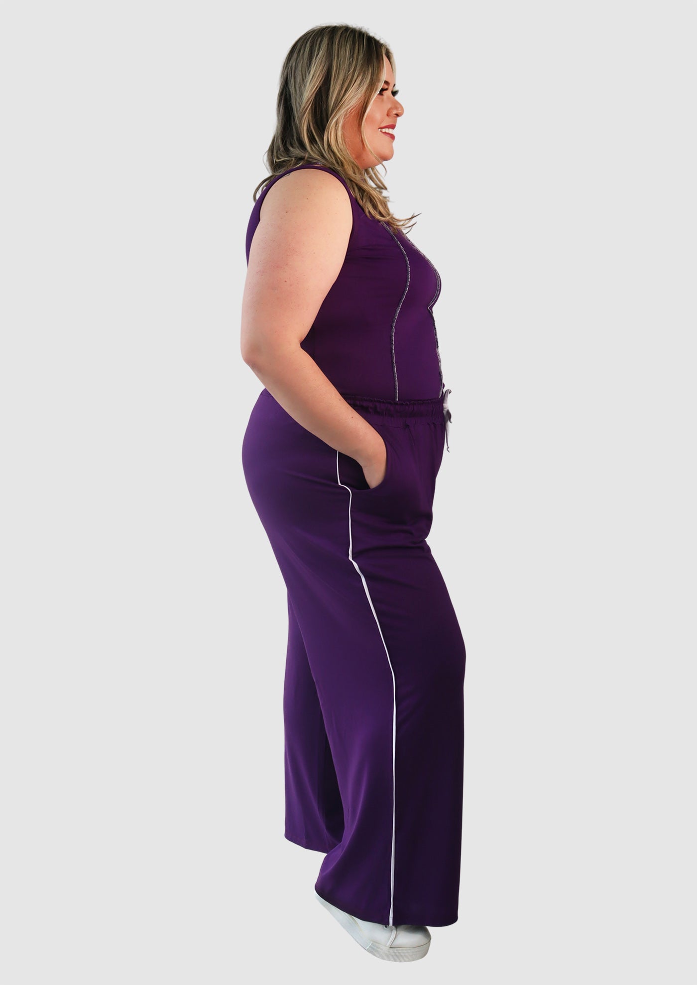 Calça Pantalona De Malha Com Elastico Na Cintura